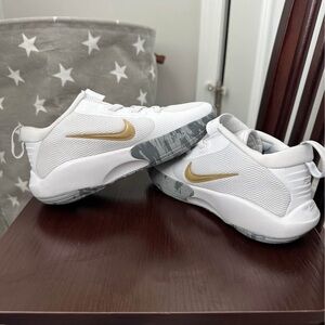 Nike White and Gold Athletic Shoes